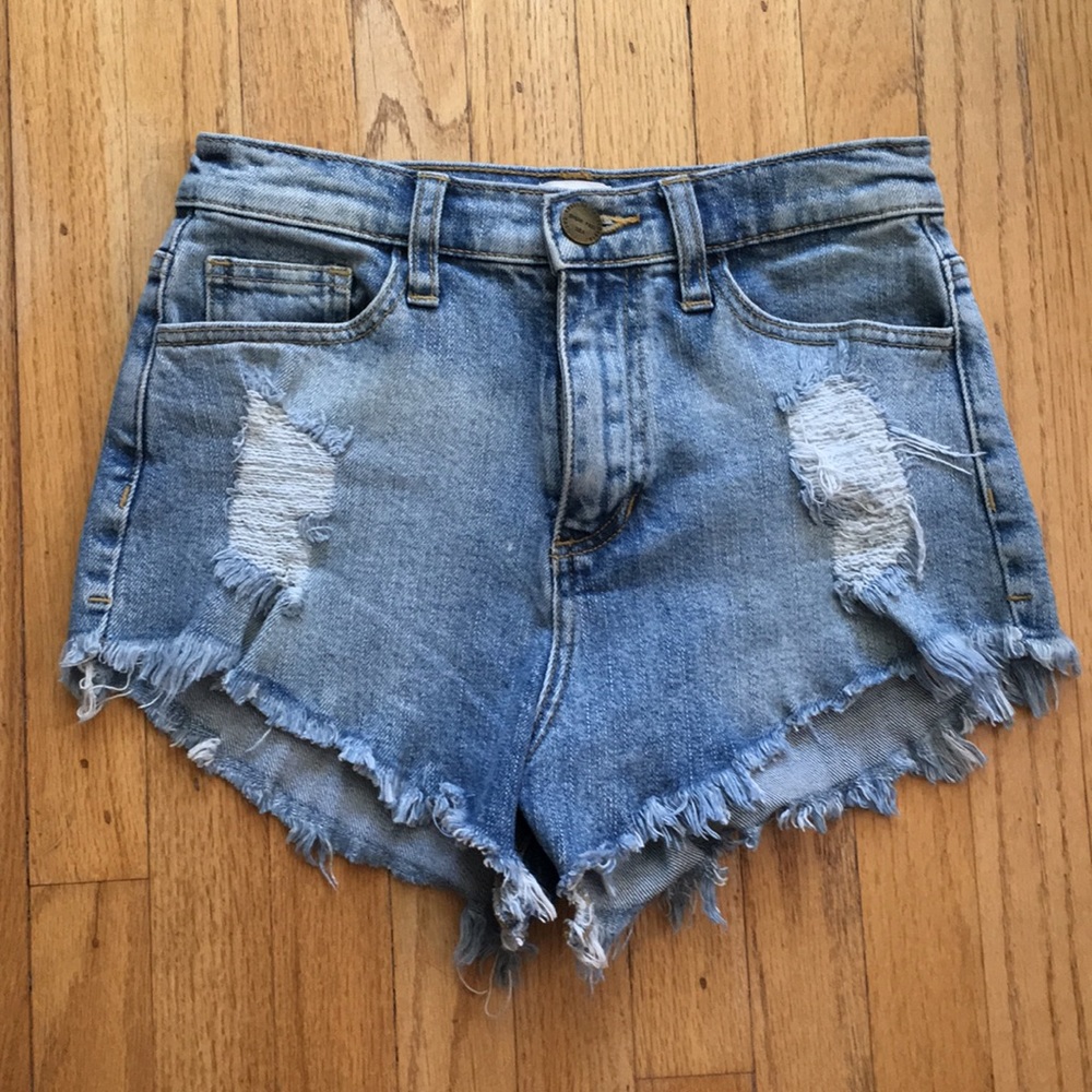 Sneak Peek High Rise Denim Shorts